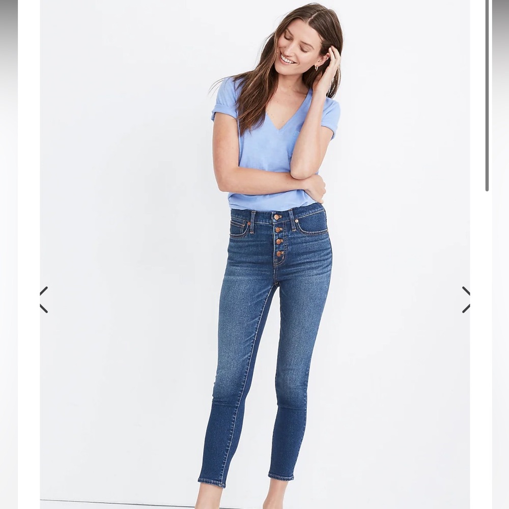 Madewell Skinny Button-Front Mid Rise Crop